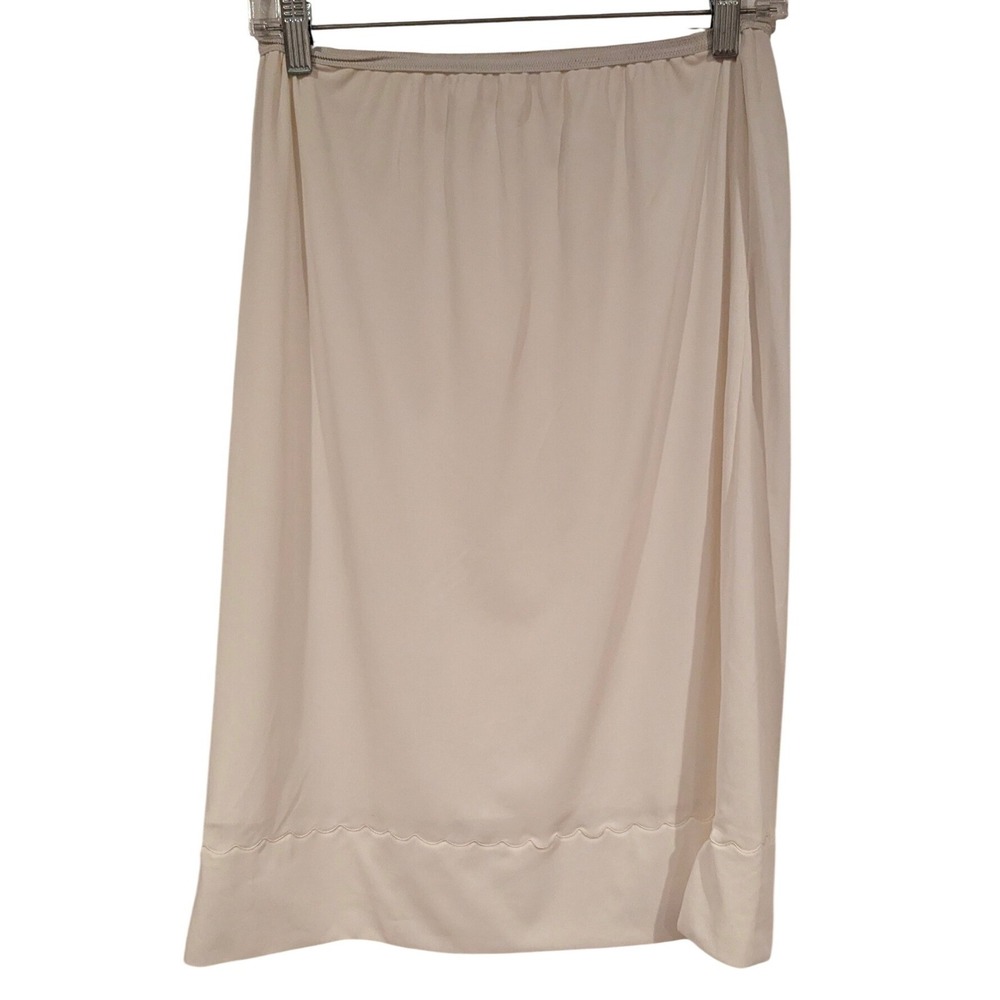 Movie Star Half Slip XL Cream Nylon Tricot Scalloped Hem Vintage Midi Underwear